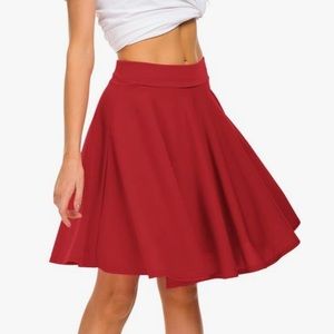 🟪Mid length red flowy a-line skirt